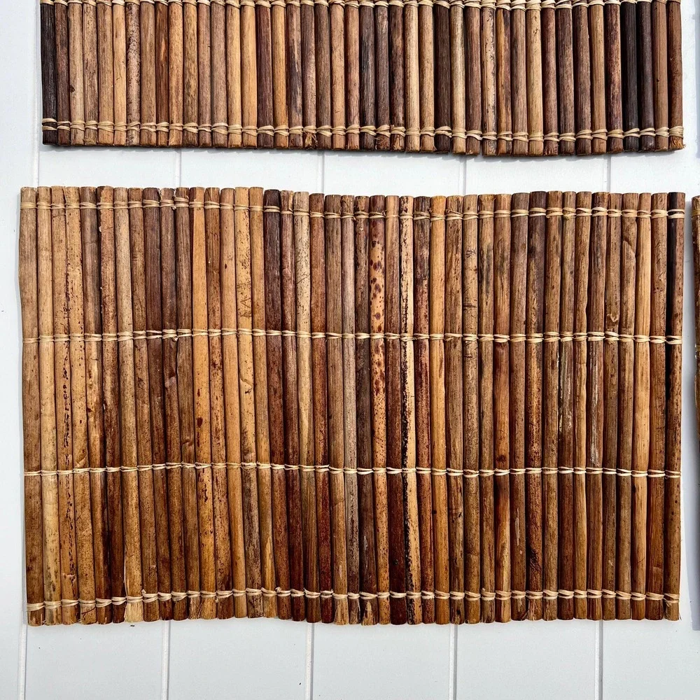 Vintage Natural Bamboo Placemats | Set of 4 | Table Decor